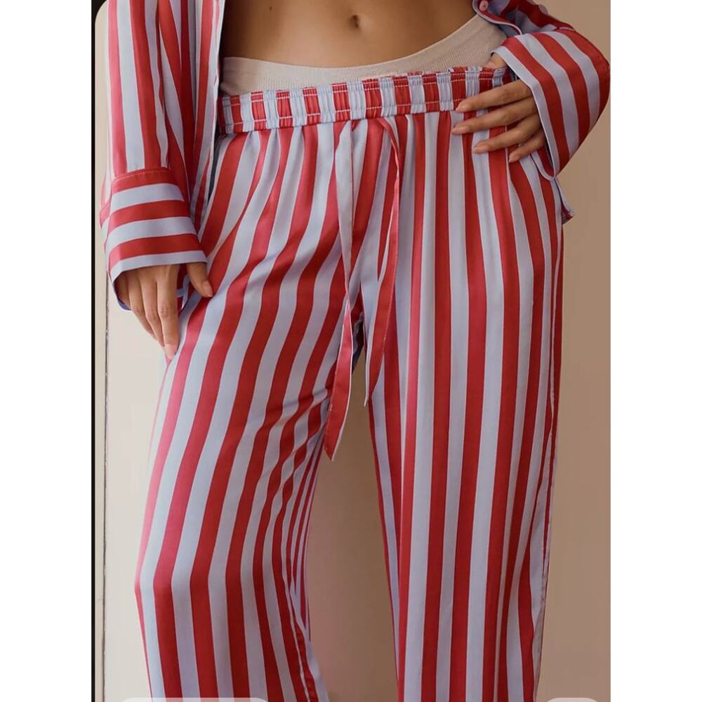 Anthropologie The LyreBird Silky Pajama Pants Striped 1X - Picture 1 of 3